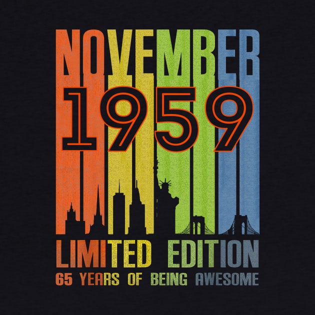 November 1959 65 Years Of Being Awesome Limited Edition by Red and Black Floral